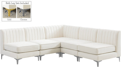 ALIANA VELVET SECTIONAL LIVING ROOM SET - CREAM