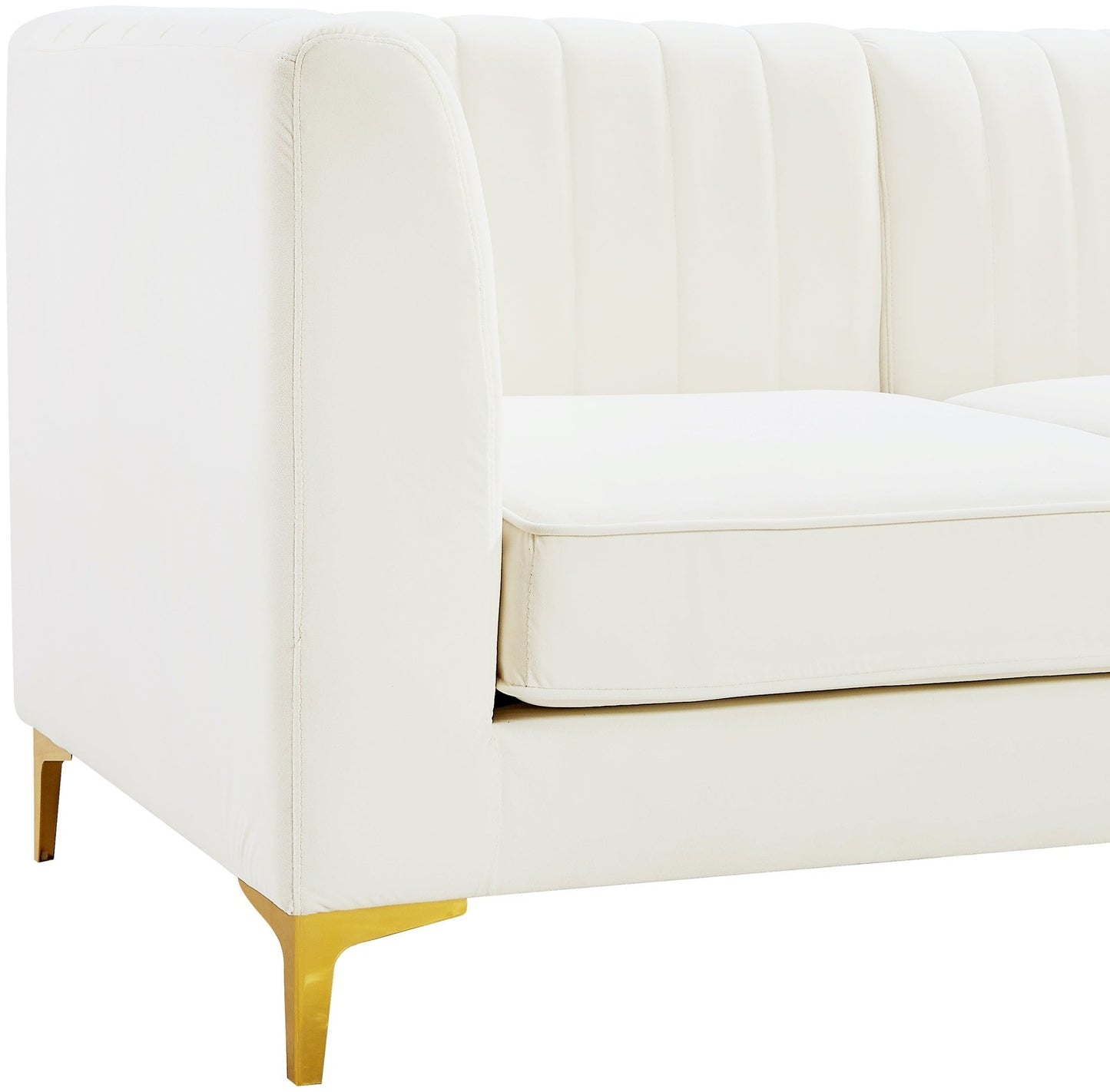 ALIANA VELVET SECTIONAL LIVING ROOM SET - CREAM