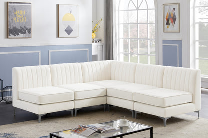 ALIANA VELVET SECTIONAL LIVING ROOM SET - CREAM