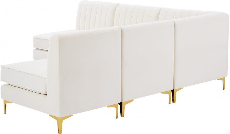 ALIANA VELVET SECTIONAL LIVING ROOM SET - CREAM