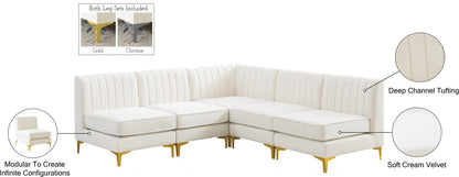 ALIANA VELVET SECTIONAL LIVING ROOM SET - CREAM