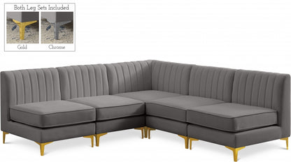 ALIANA VELVET SECTIONAL LIVING ROOM SET - CREAM