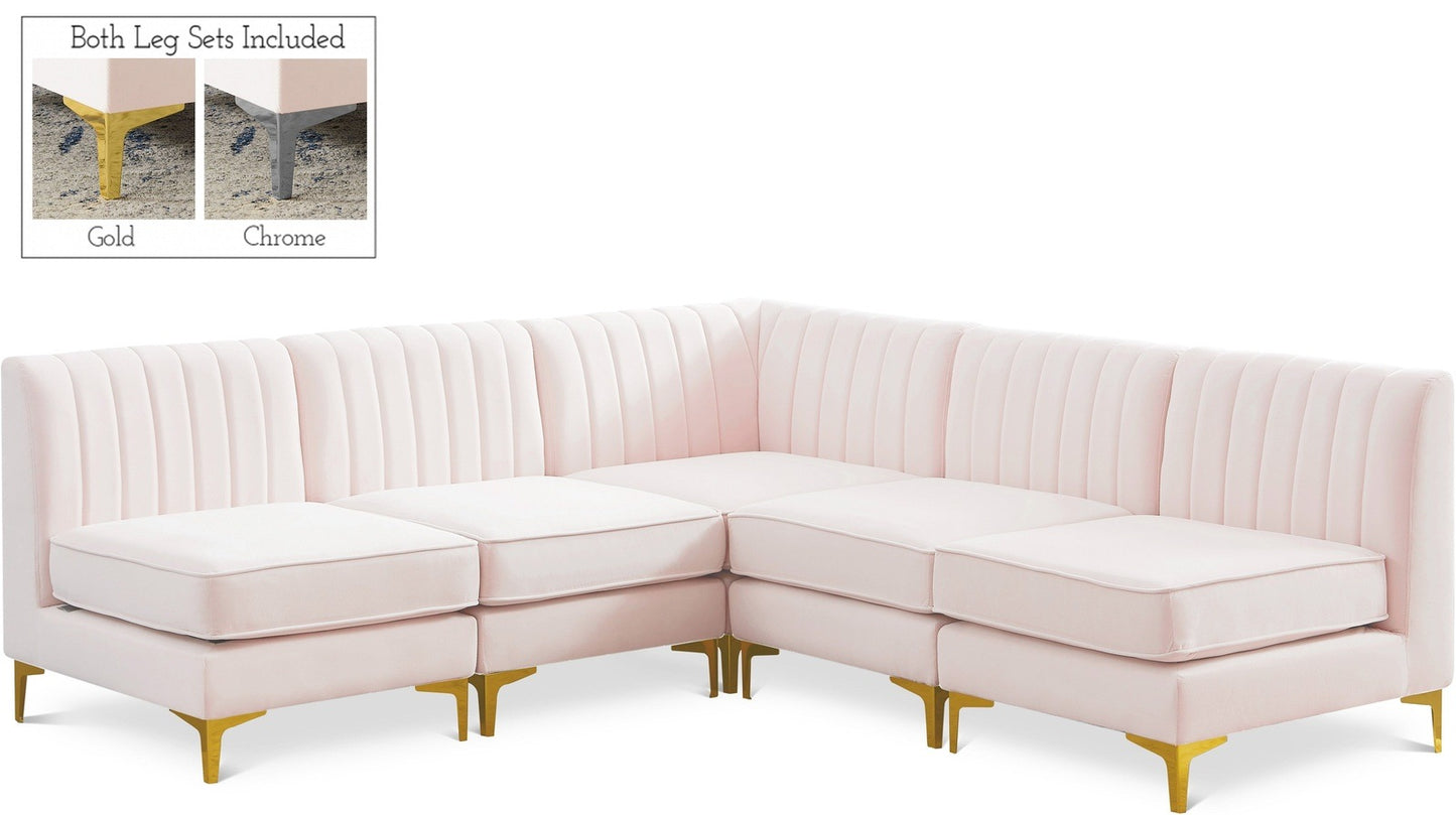 ALIANA VELVET SECTIONAL LIVING ROOM SET - CREAM