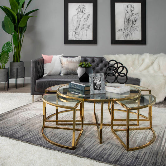 METAL PULL OUT COFFEE TABLE, GOLD