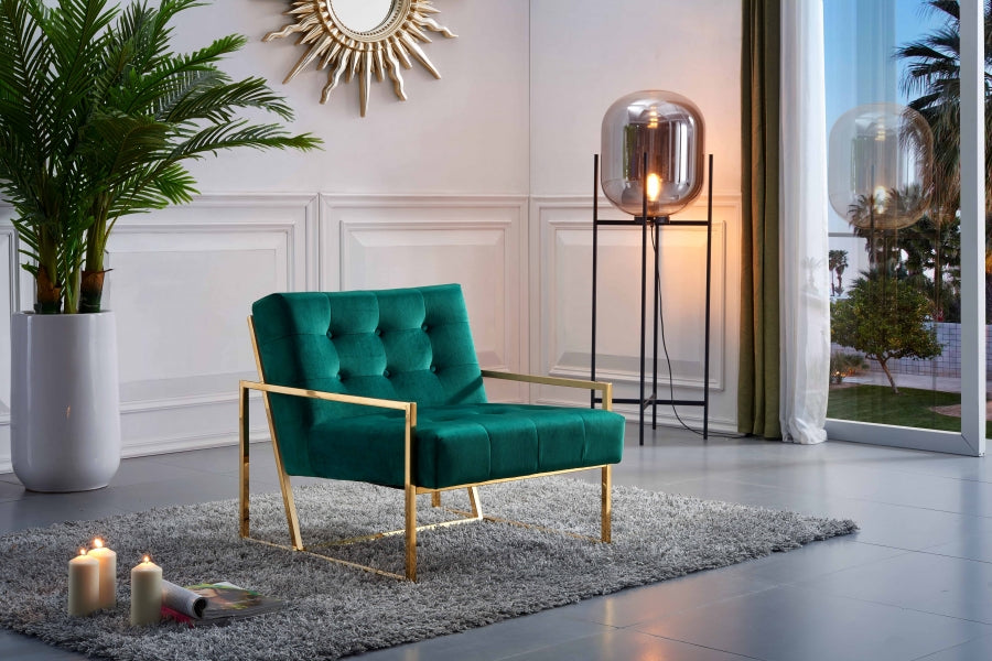 PIERRE VELVET ACCENT CHAIR - GREEN