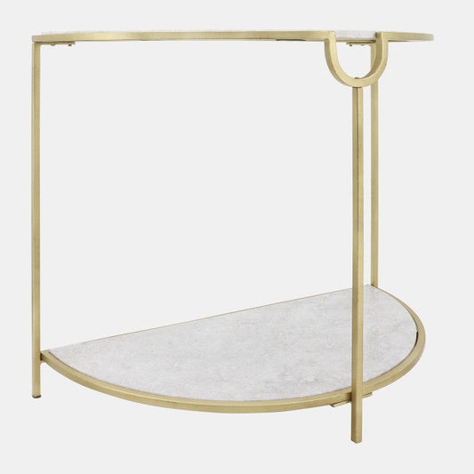 SB-125 MARBLE, 30"H CONSOLE, WHITE/GOLD