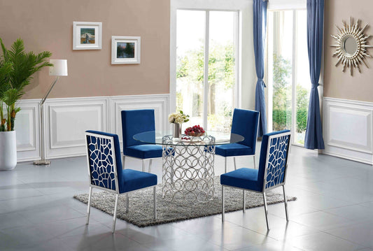 SILVER OPAL DINING TABLE +4 CHAIRS DINING SET