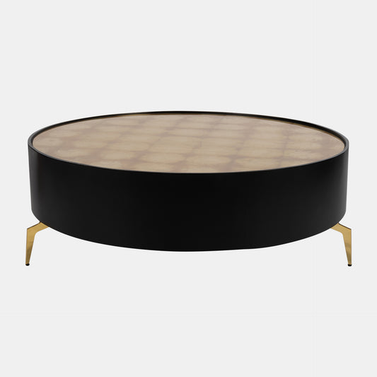 WOOD,47" GOLD LEAF TOP COFFEE TABLE, BLK/GLD