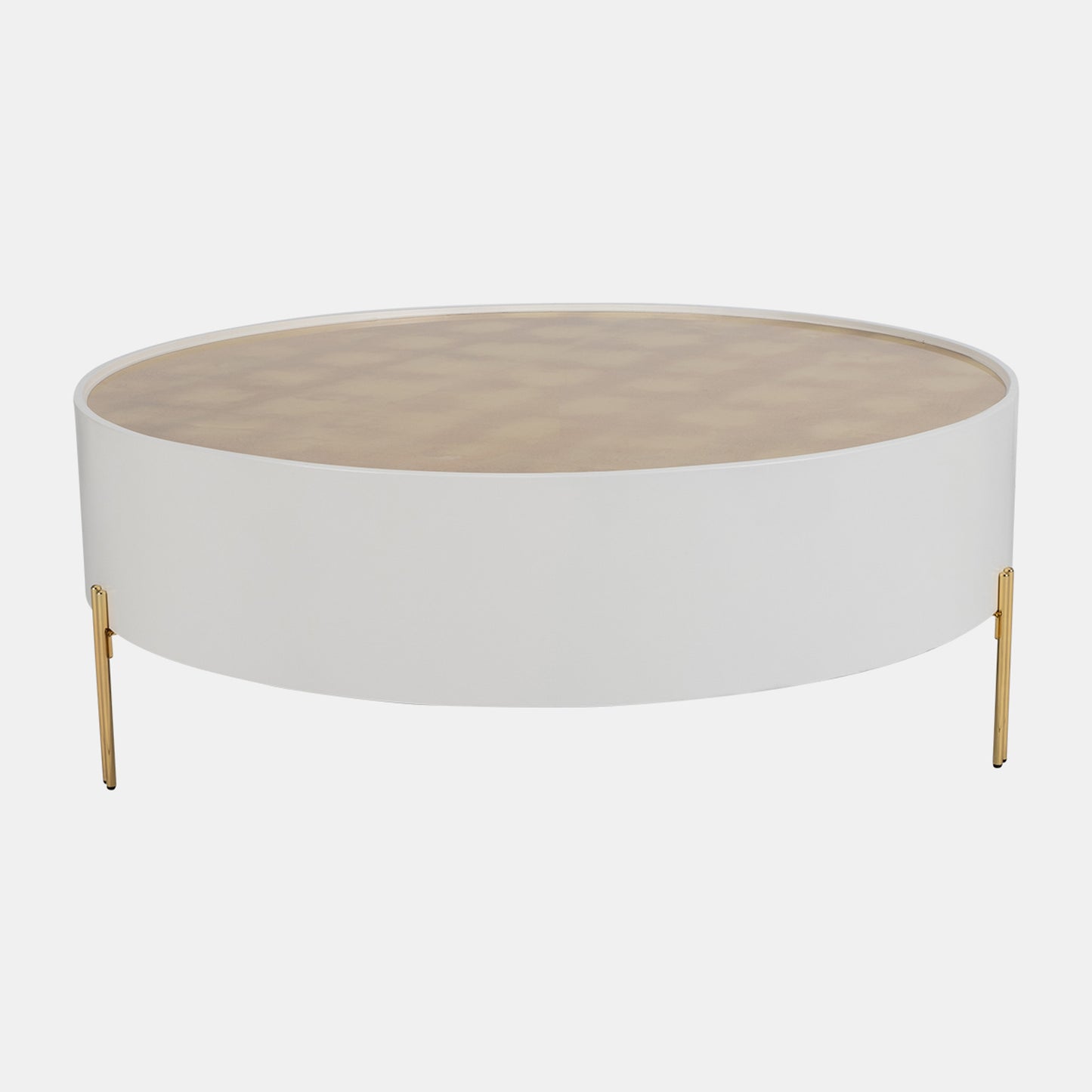 WOOD,47" GOLD LEAF TOP COFFEE TABLE, WHT/GLD