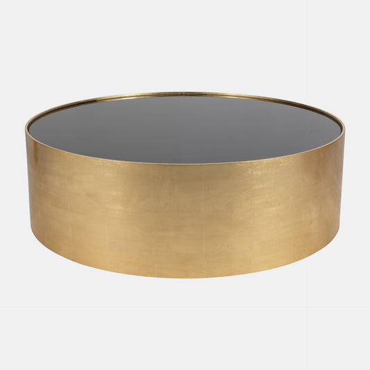 WOOD, 47" GOLD, BLACK GLASS COFFEE TABLE