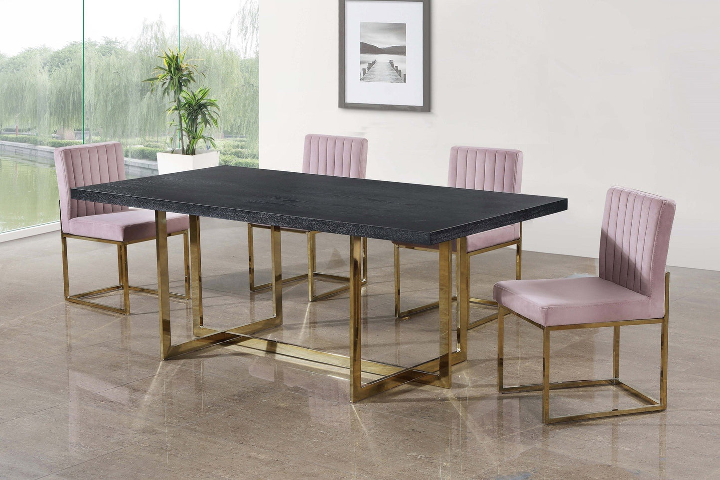 ELLE GOLD COLLECTION TABLE +6 CHAIRS DINING SET