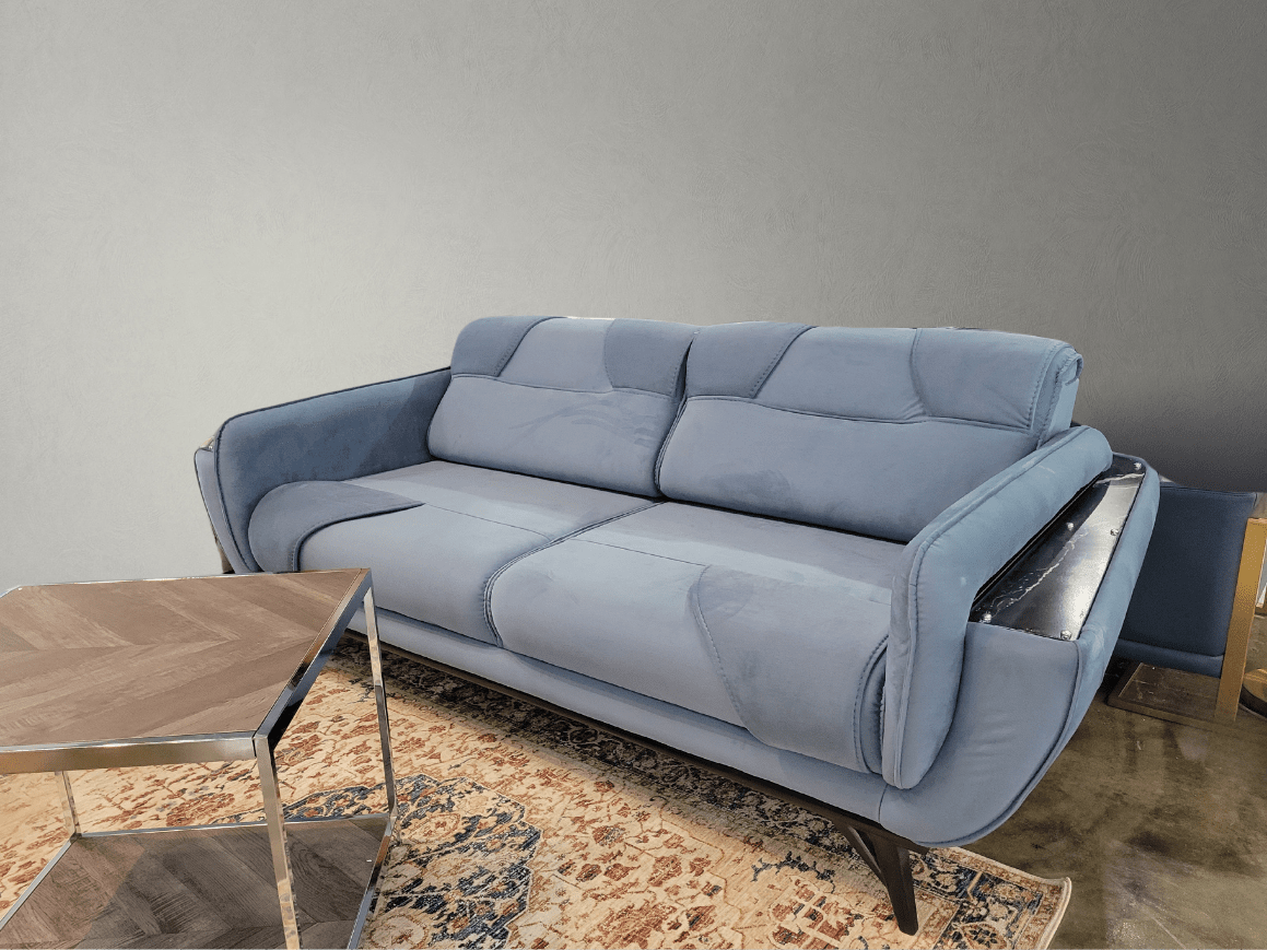 ZE-101 FAVORI LIVING ROOM 2 x SOFA & 1 x CHAIR SET - BLUE & GRAY