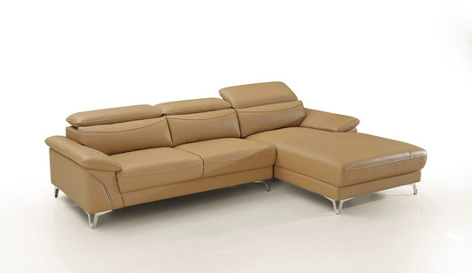 DIVANI CASA SURA - MODERN CAMEL LEATHER RAF SECTIONAL LIVING ROOM SET