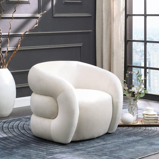 ROXBURY VELVET ACCENT CHAIR - CREAM