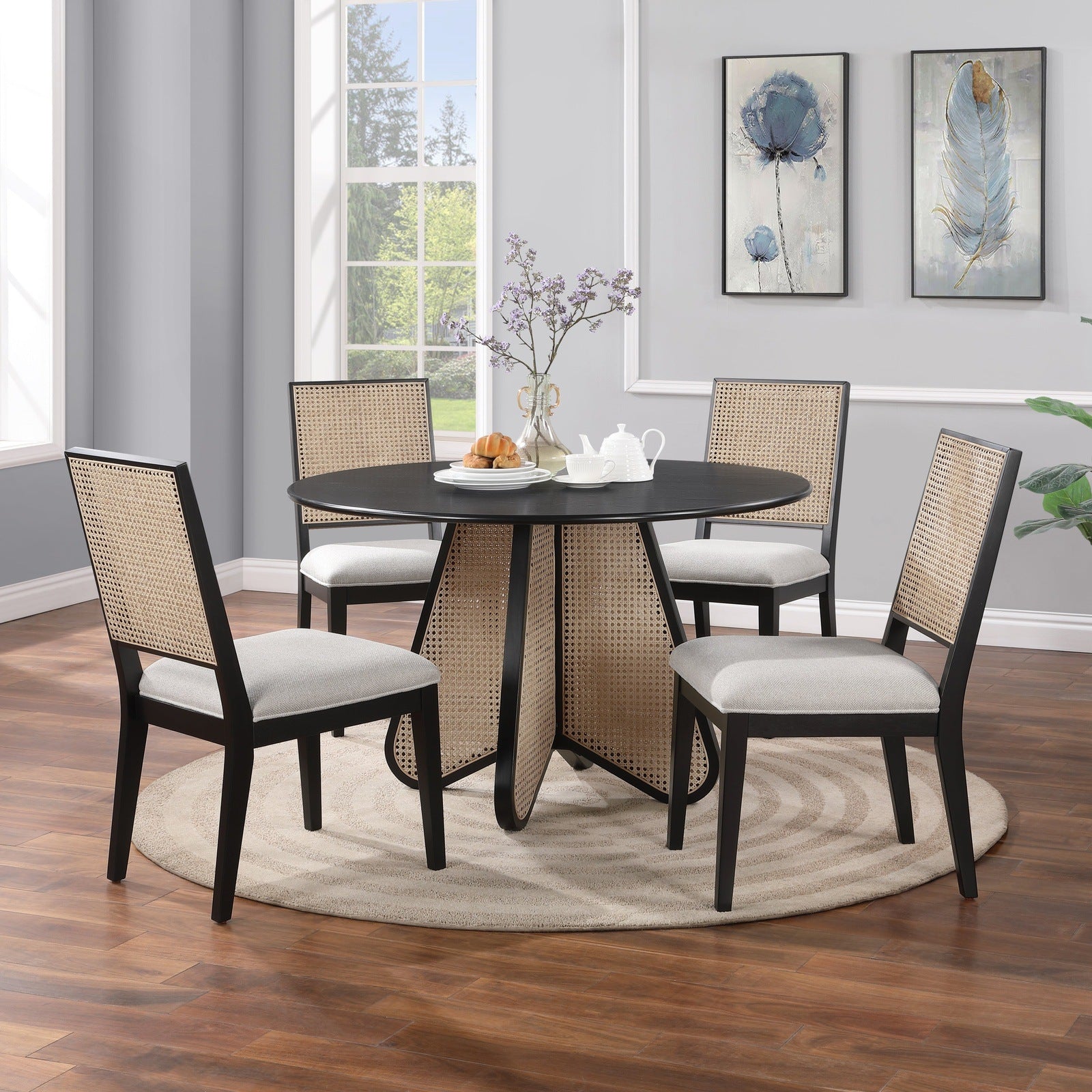 BUTTERFLY DINING TABLE + 4 CHAIRS DINING SET - BLACK