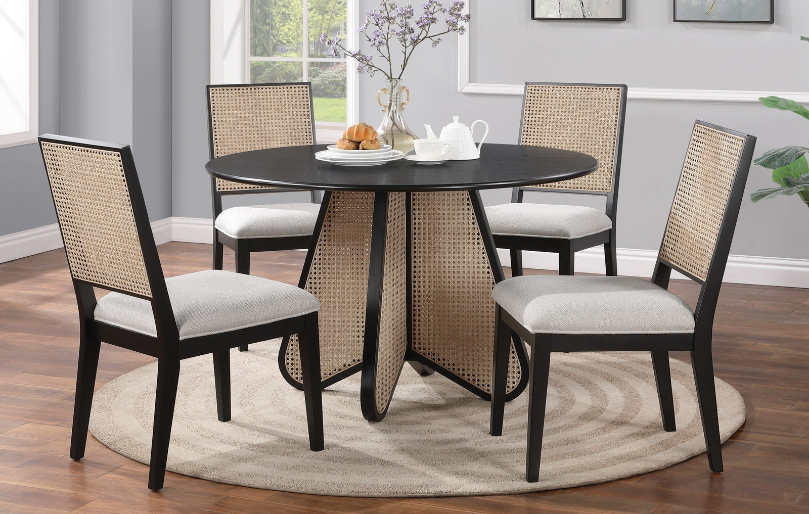 BUTTERFLY DINING TABLE + 4 CHAIRS DINING SET - BLACK