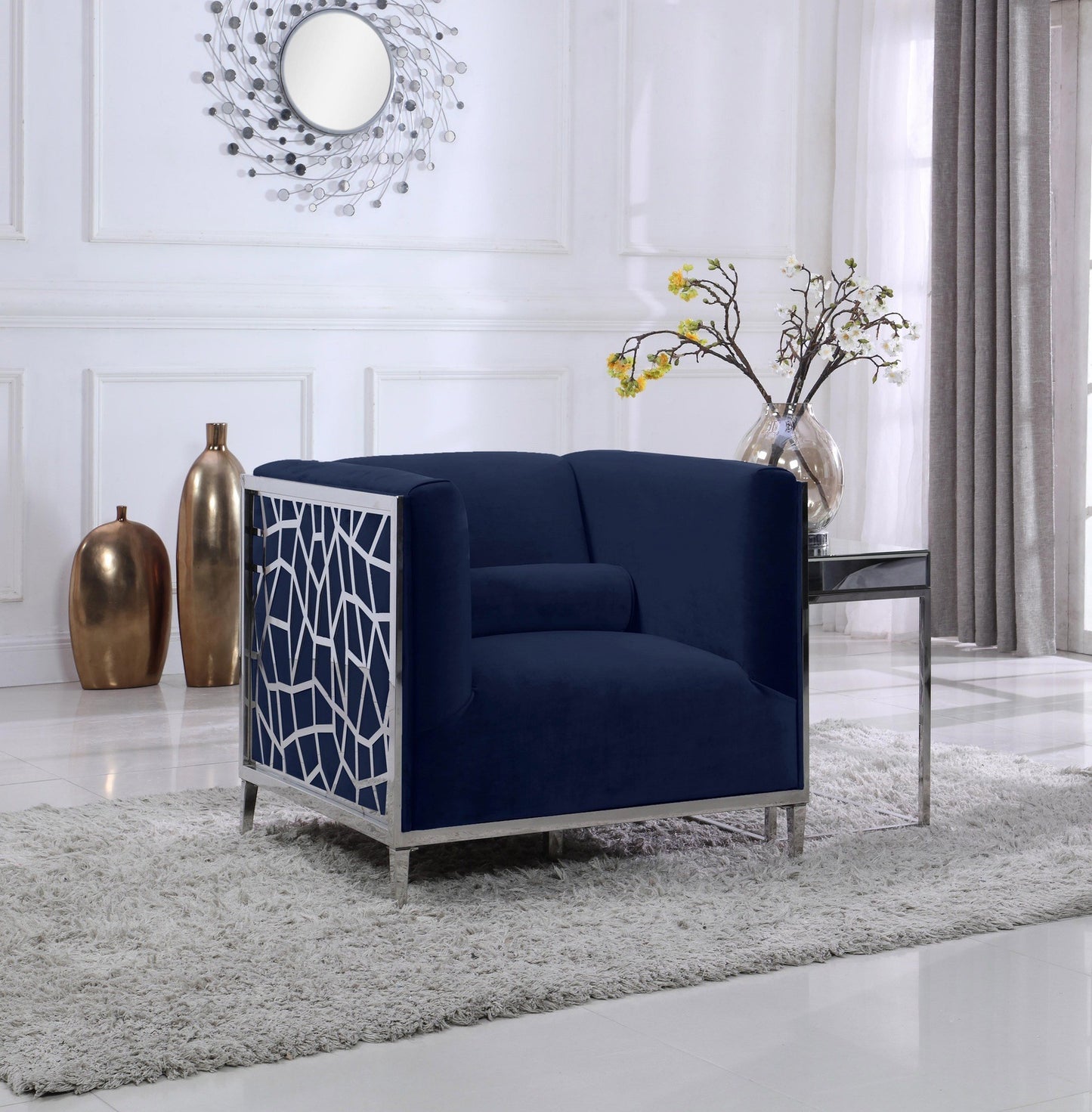 OPAL NAYA COLLECTION LIVING ROOM SET - NAVY BLUE