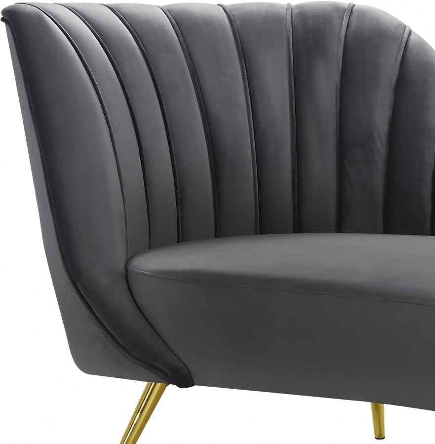 MARGO VELVET CHAISE LOUNGE - GREY