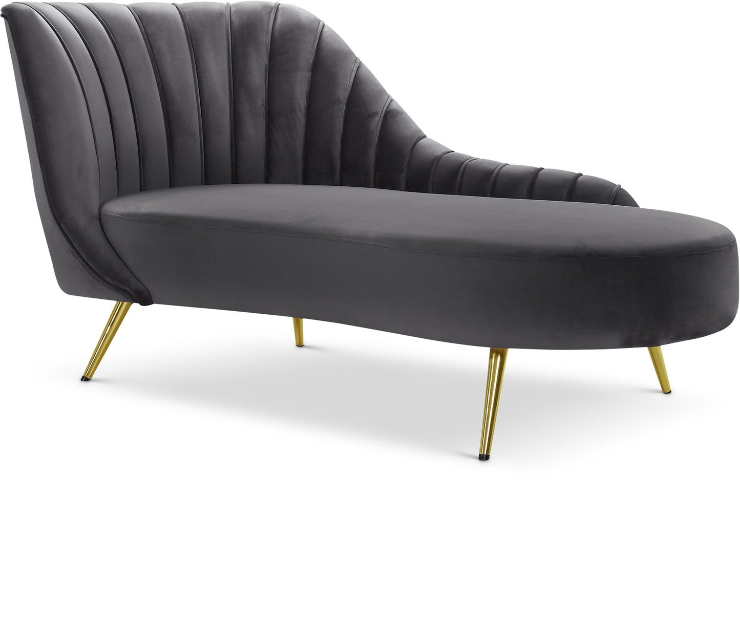 MARGO VELVET CHAISE LOUNGE - GREY