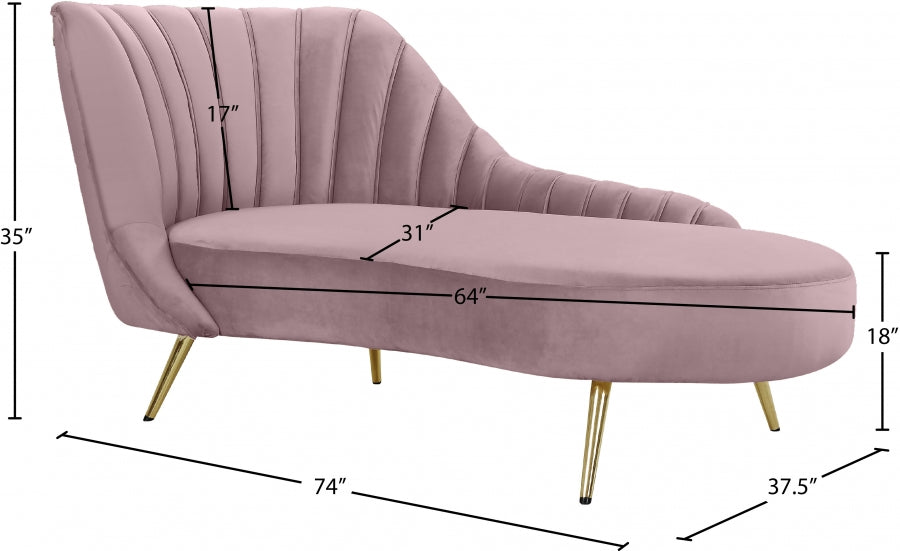 MARGO VELVET CHAISE LOUNGE - PINK