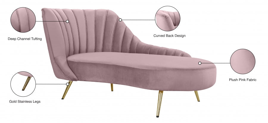 MARGO VELVET CHAISE LOUNGE - PINK