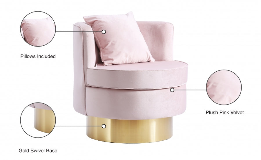 KENDRA VELVET ACCENT CHAIR - PINK