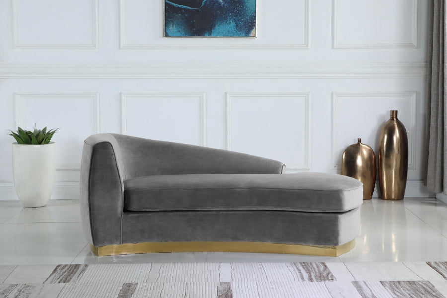 JULIAN VELVET CHAISE LOUNGE - GREY