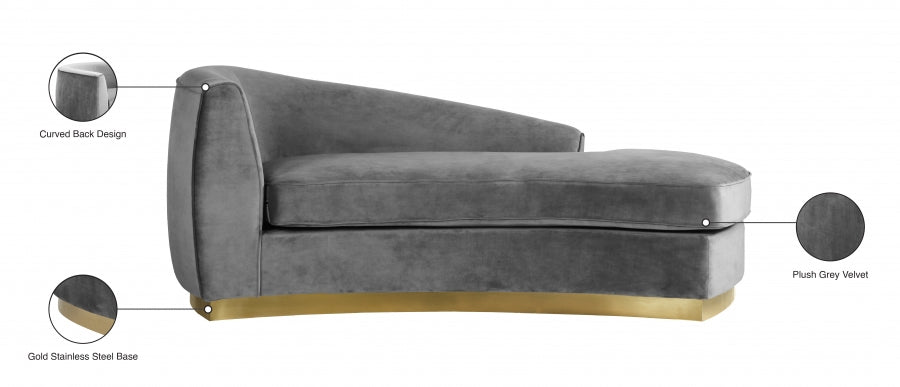 JULIAN VELVET CHAISE LOUNGE - GREY