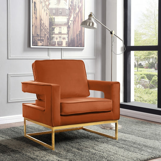 NOAH VELVET ACCENT CHAIR - COHNAC