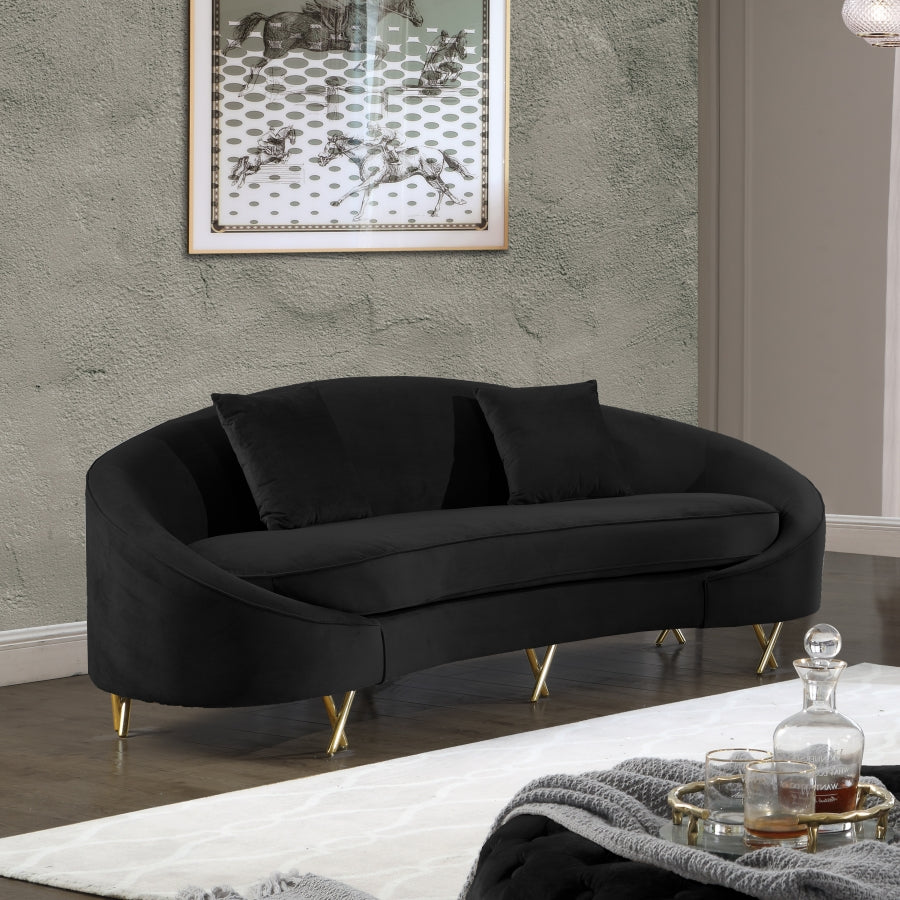 SERPENTINE COLLECTION LIVING ROOM SET - BLACK VELVET