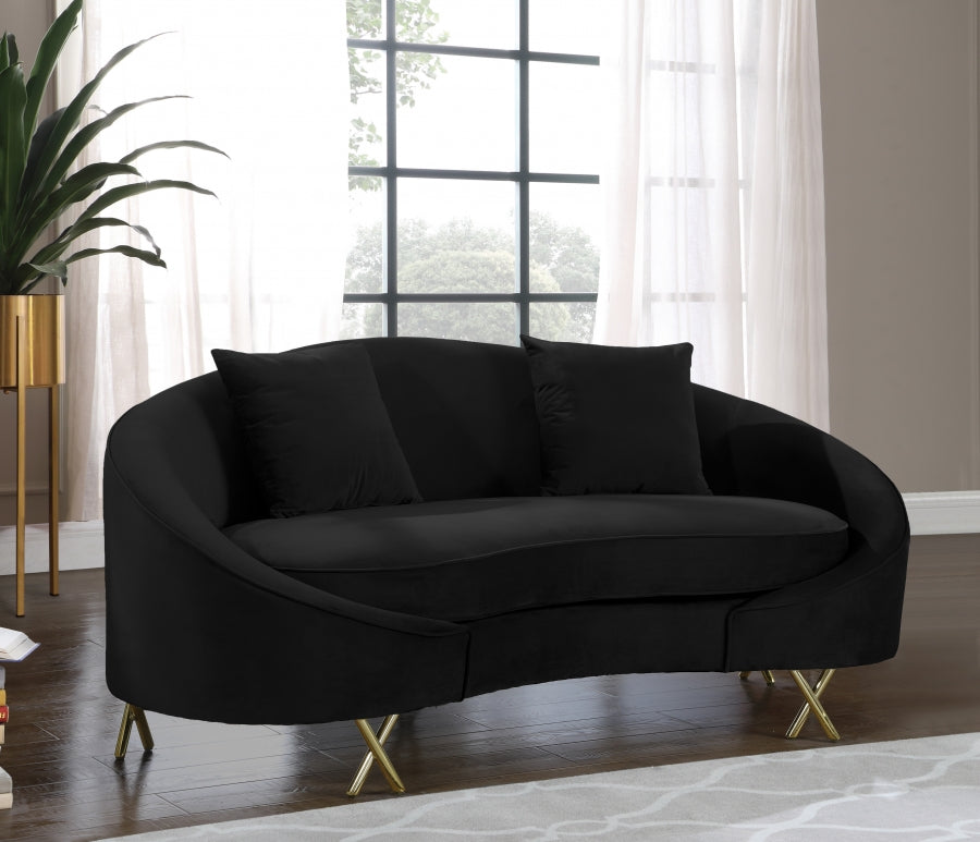 SERPENTINE COLLECTION LIVING ROOM SET - BLACK VELVET