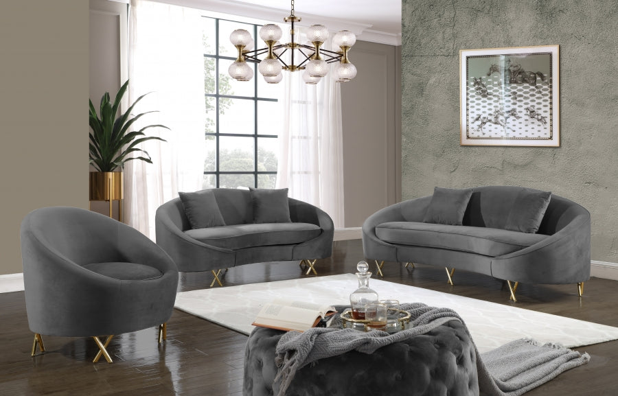 SERPENTINE COLLECTION LIVING ROOM SET - BLACK VELVET