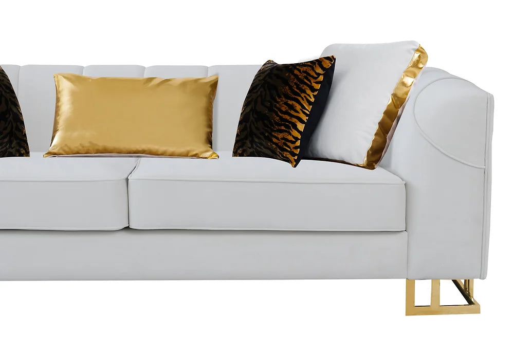 NE-178 SOFA & LOVESEAT & CHAIR OFF-WHITE W/ GOLD DETAILS