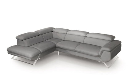 DIVANI CASA SETH - MODERN LIGHT GREY LEATHER LAF SECTIONAL LIVING ROOM SET