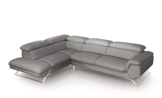 DIVANI CASA SETH - MODERN DARK GREY LEATHER LAF SECTIONAL LIVING ROOM SET