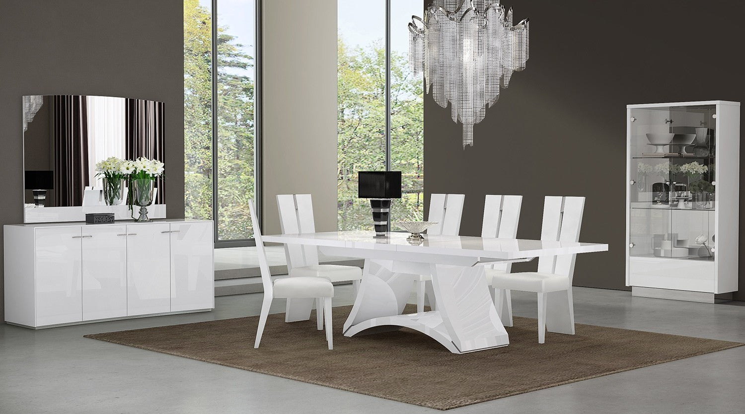 D313 TABLE + 6 CHAIRS DINING SET - WHITE