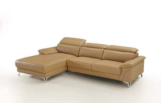 DIVANI CASA SURA - MODERN CAMEL LEATHER LAF SECTIONAL LIVING ROOM SET