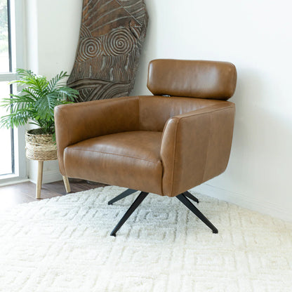 CAMILA LEATHER LOUNGE CHAIR TAN