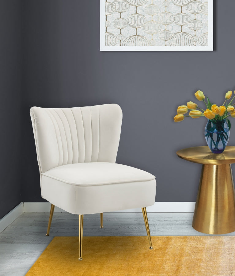 TESS VELVET ACCENT CHAIR - CREAM