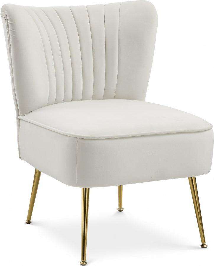 TESS VELVET ACCENT CHAIR - CREAM