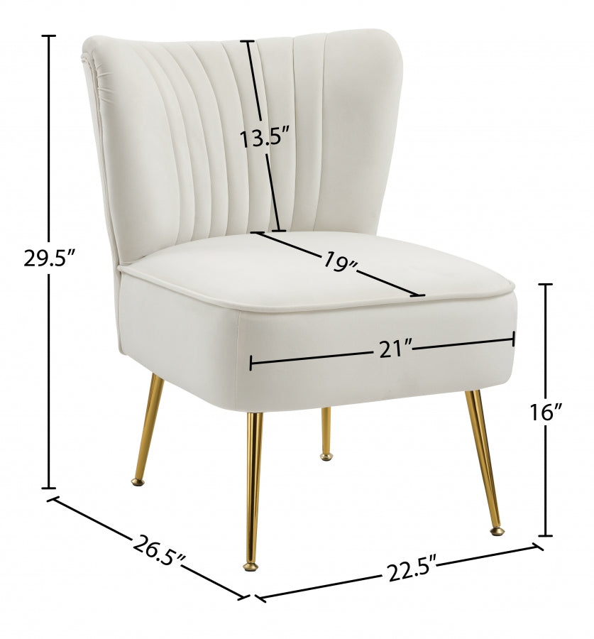 TESS VELVET ACCENT CHAIR - CREAM