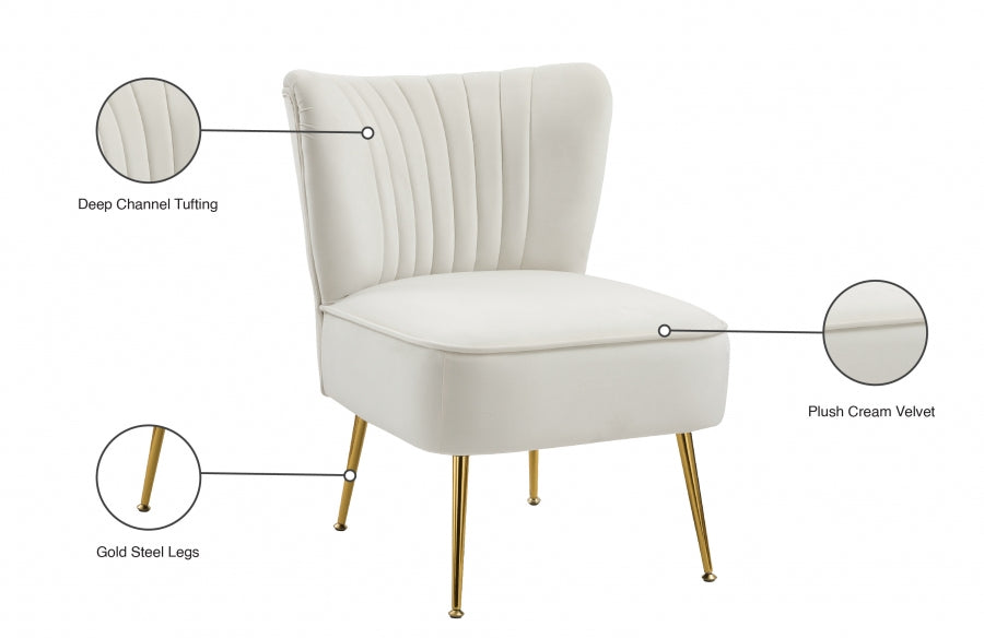 TESS VELVET ACCENT CHAIR - CREAM