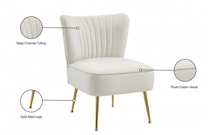 TESS VELVET ACCENT CHAIR - CREAM