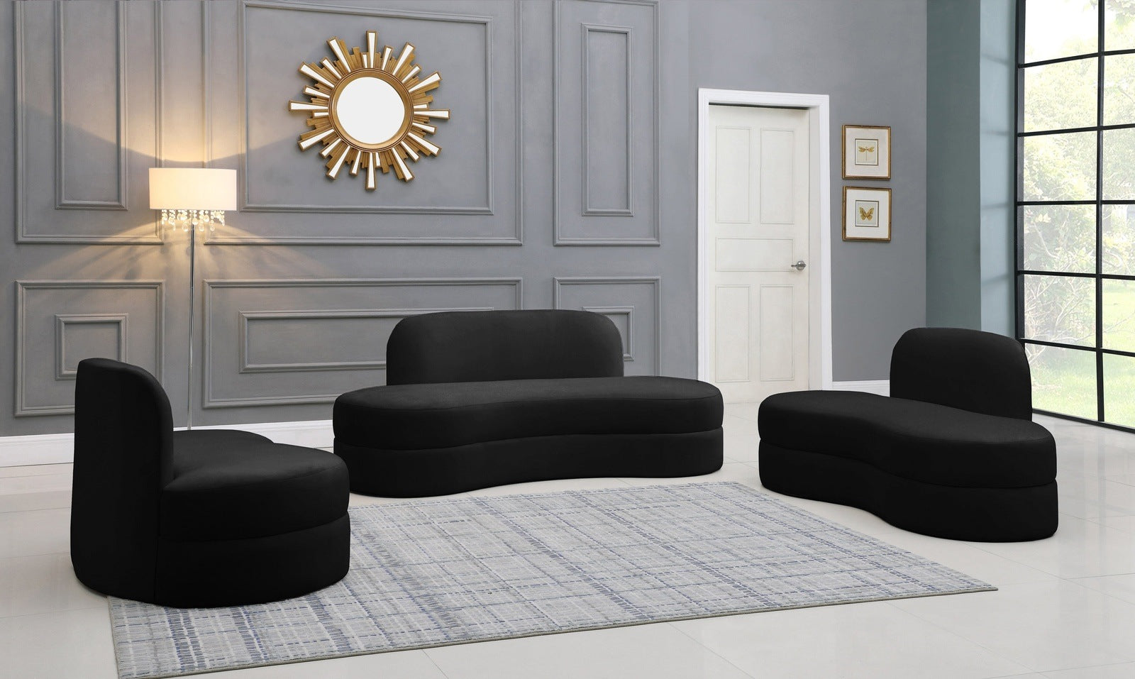 MITZY NAYA COLLECTION LIVING ROOM SET - BLACK