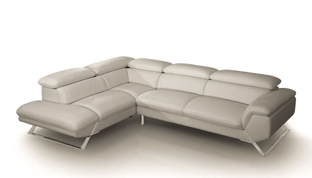 DIVANI CASA SETH - MODERN LIGHT GREY LEATHER LAF SECTIONAL LIVING ROOM SET