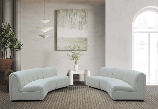 DIVANI CASA OLANDI - MODERN WHITE FABRIC CURVED 2PCS SECTIONAL SET