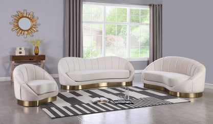 SHELLY COLLECTION LIVING ROOM SET - CREAM