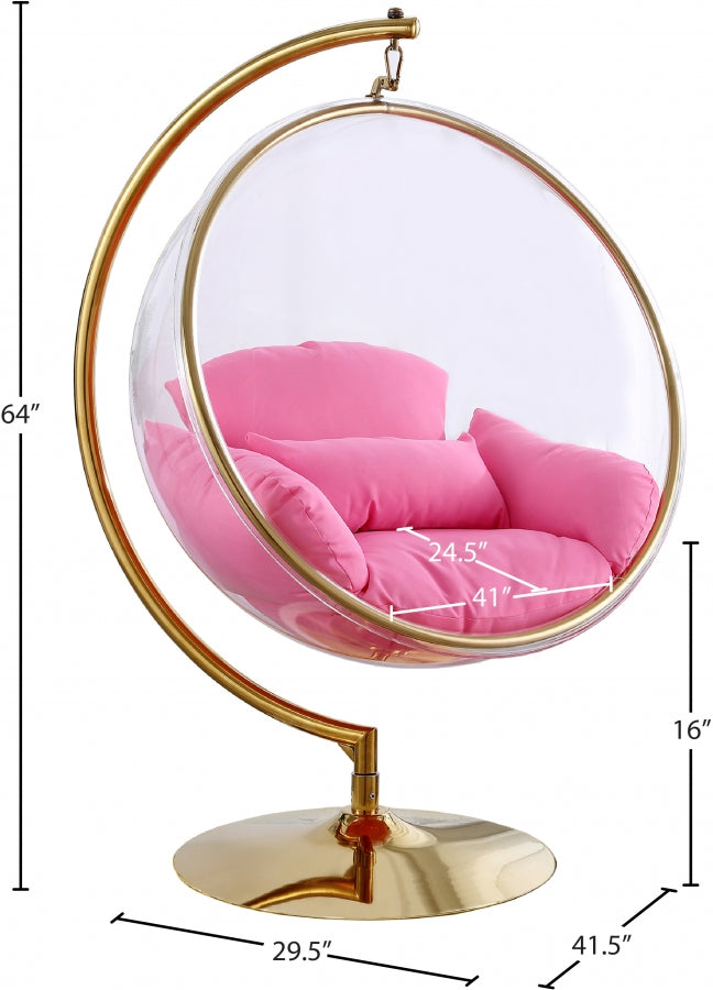 LUNA ACRYLIC SWING BUBBLE ACCENT CHAIR - PINK