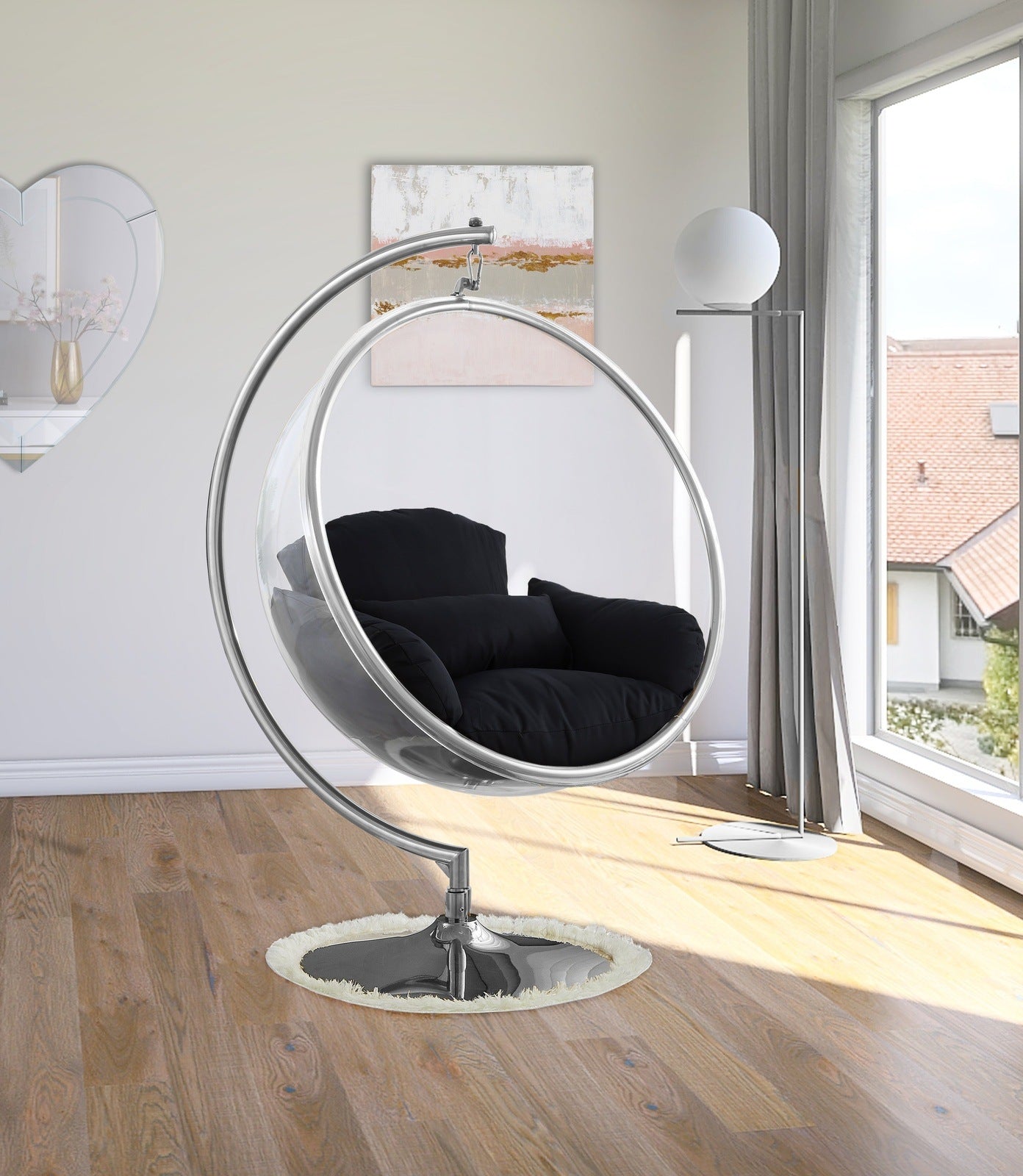 LUNA ACRYLIC SWING BUBBLE ACCENT CHAIR - WHITE