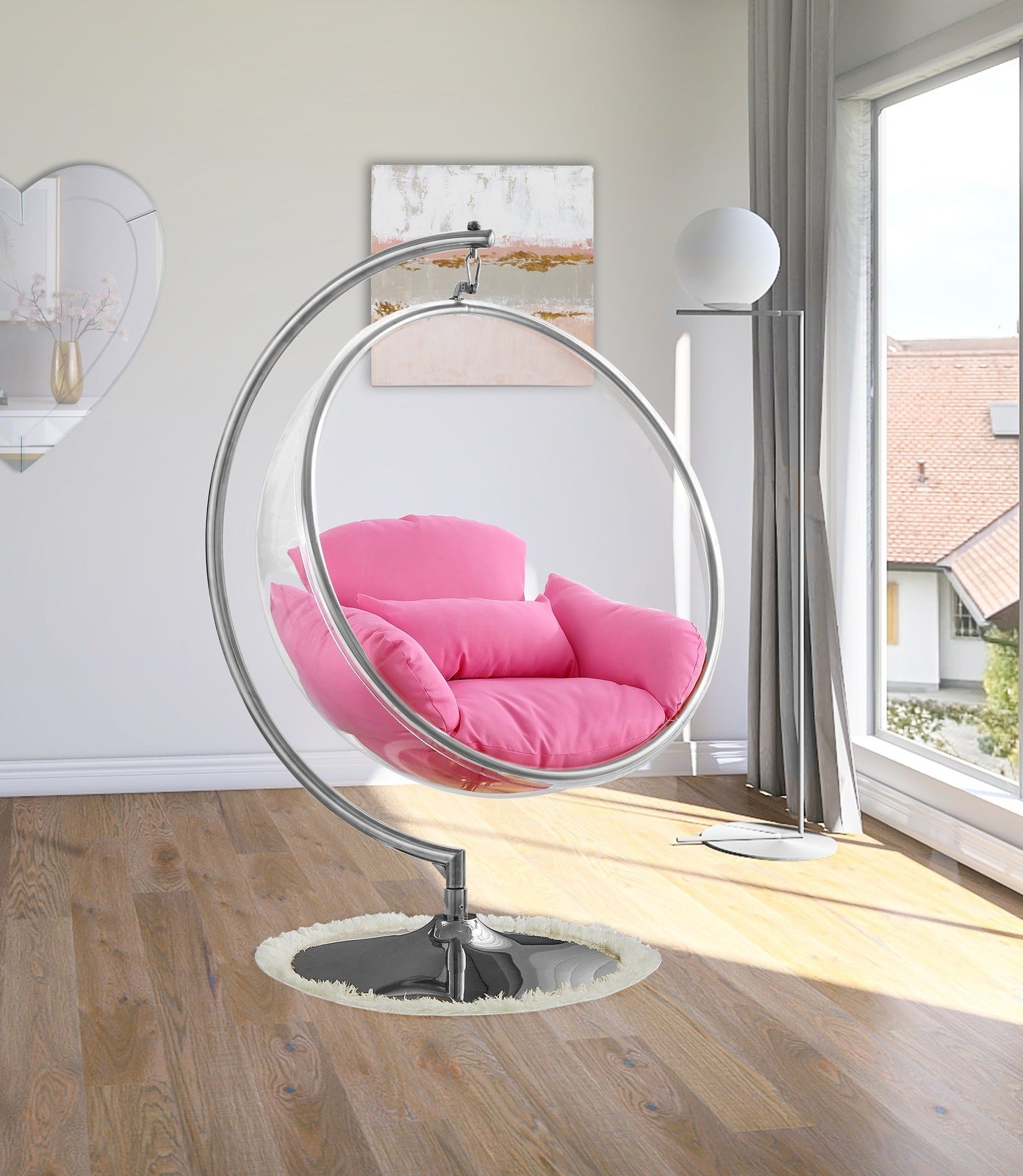 LUNA ACRYLIC SWING BUBBLE ACCENT CHAIR - WHITE